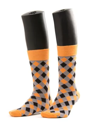 Black Orange Argyles Design Socks