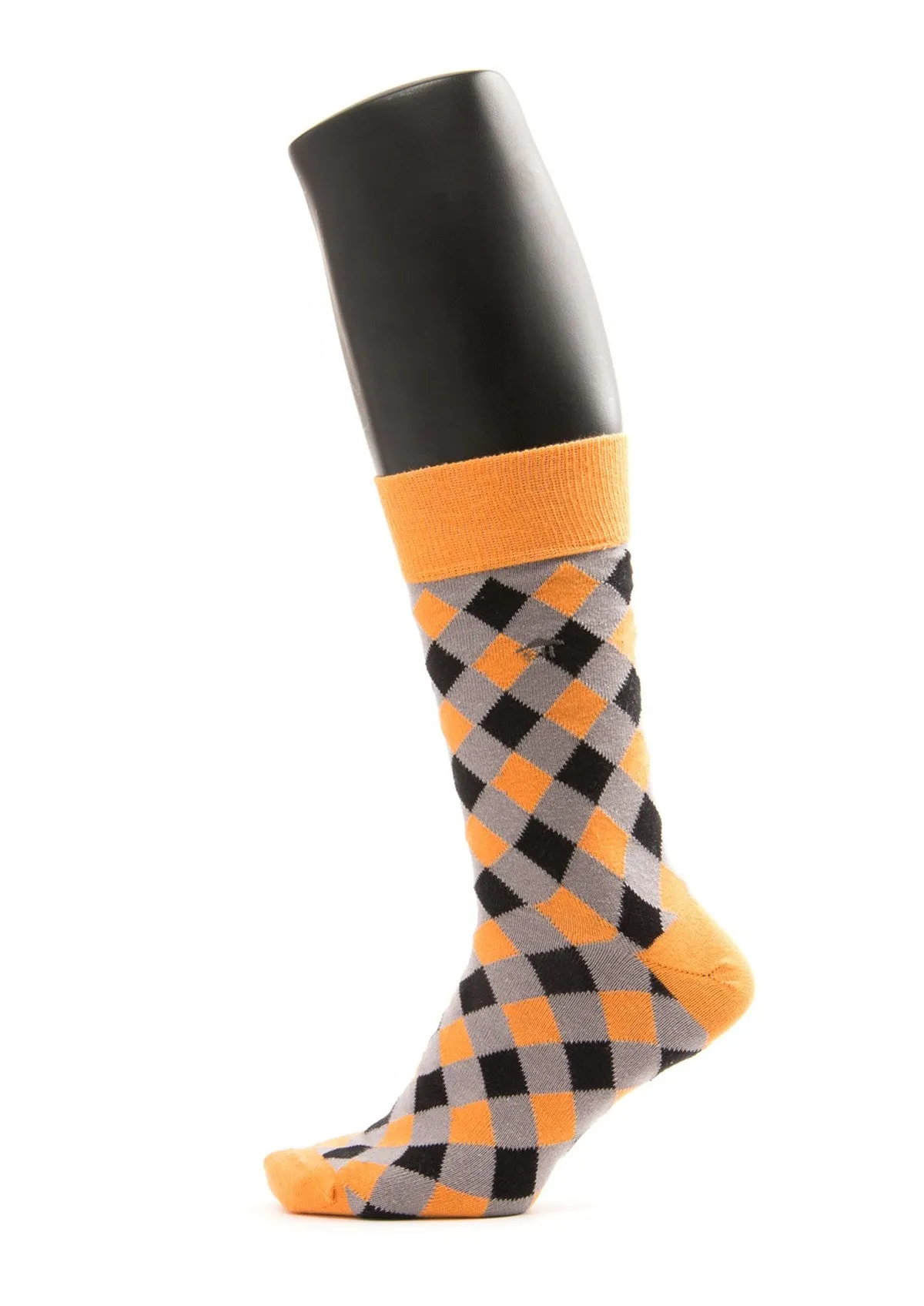 Black Orange Argyles Design Socks