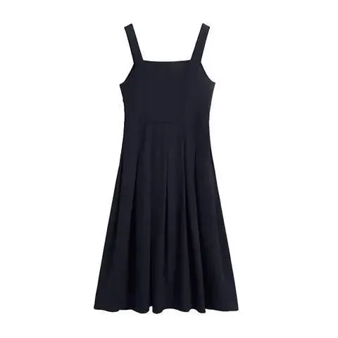 Black Suit Casual Blazer Coat & Classic High Waist Pleated Dress Autumn Wear