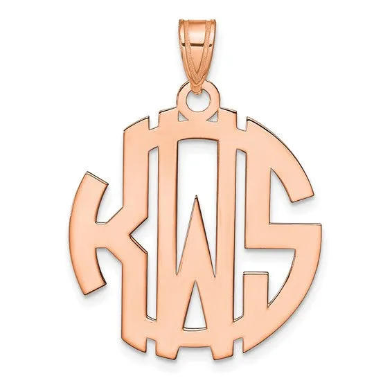 Block Letter Circle Cut-out Background Monogram Pendants