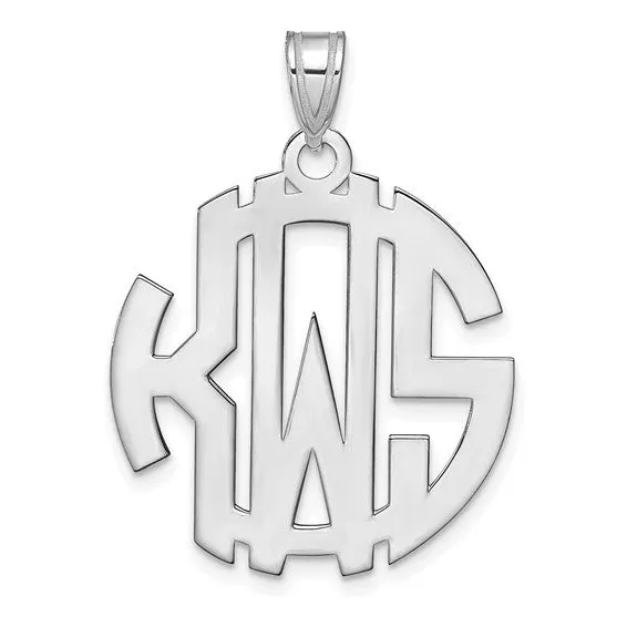 Block Letter Circle Cut-out Background Monogram Pendants