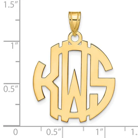 Block Letter Circle Cut-out Background Monogram Pendants