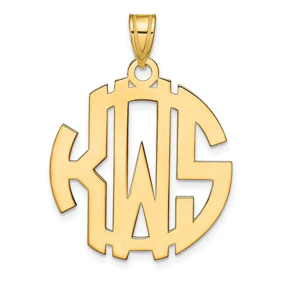 Block Letter Circle Cut-out Background Monogram Pendants