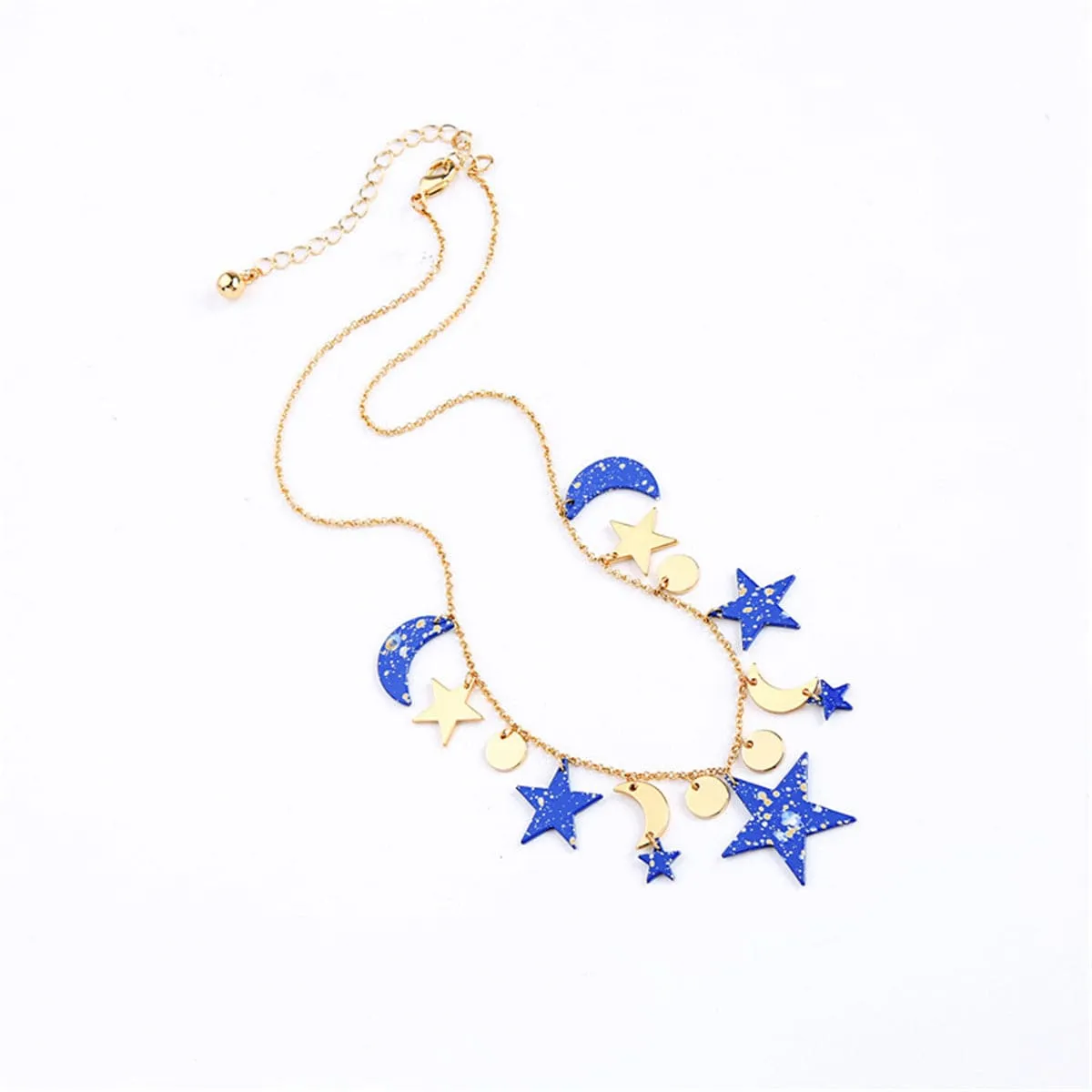 Blue Acrylic & 18K Gold-Plated Moon & Star Statement Necklace