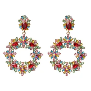 Blue & Red Crystal 18K Gold-Plated Statement Drop Earrings