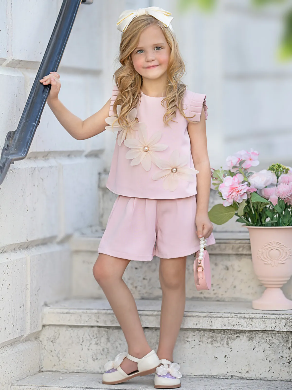 Blush Pink Daisy Top and Short Set