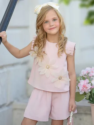 Blush Pink Daisy Top and Short Set