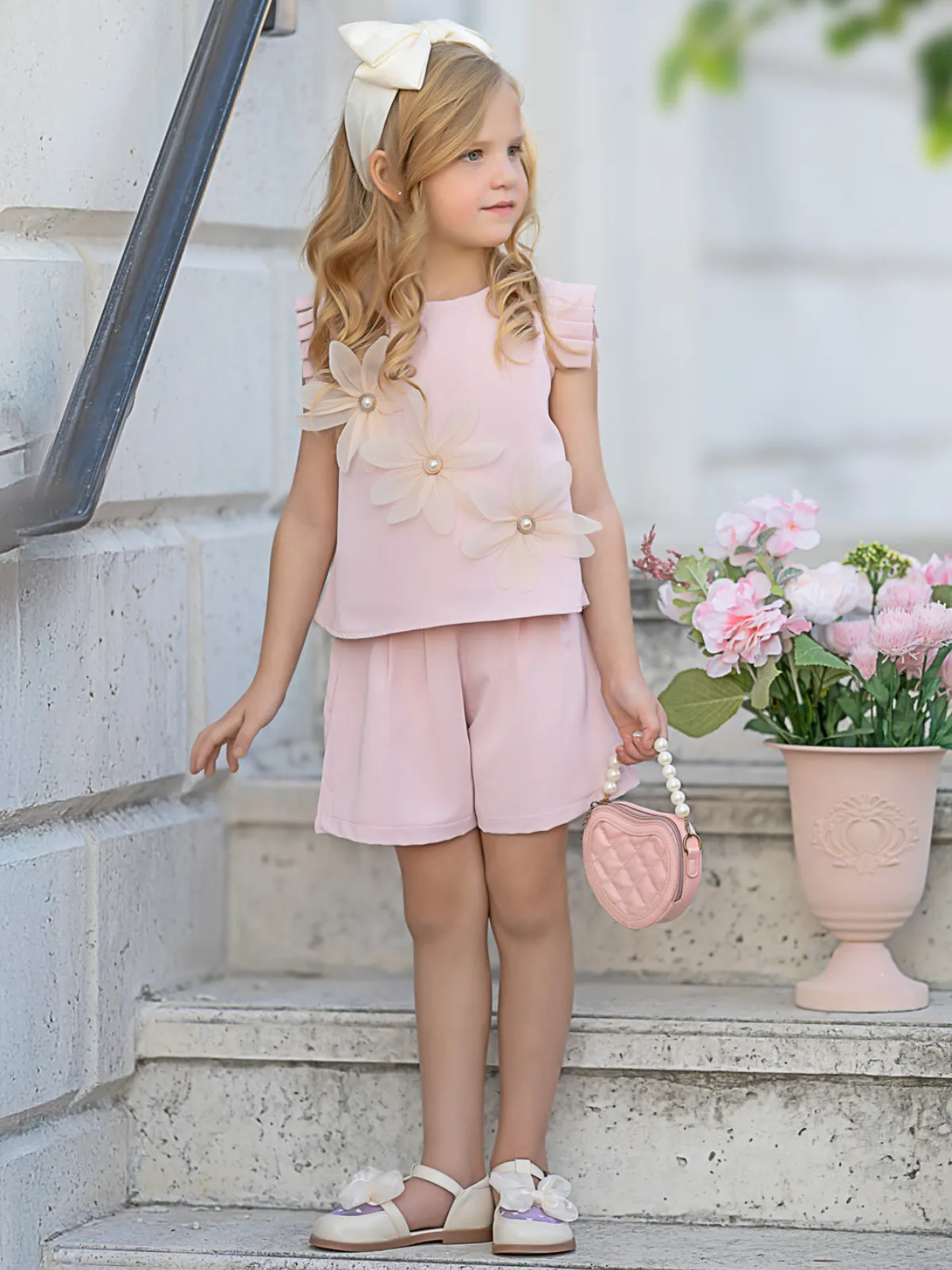 Blush Pink Daisy Top and Short Set