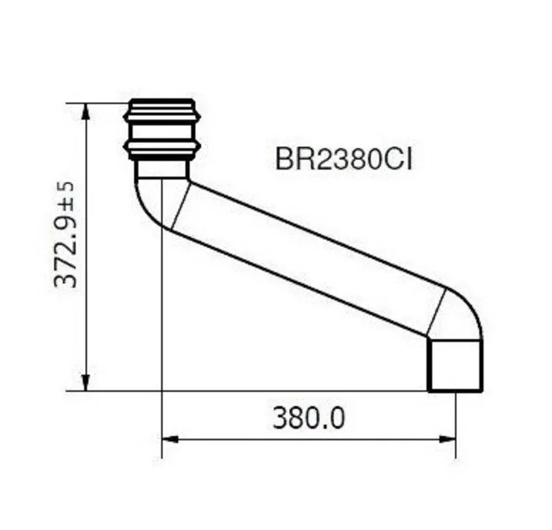 Brett Martin Round 68mm Cast Iron Effect 380mm Offset (BR2380CI)