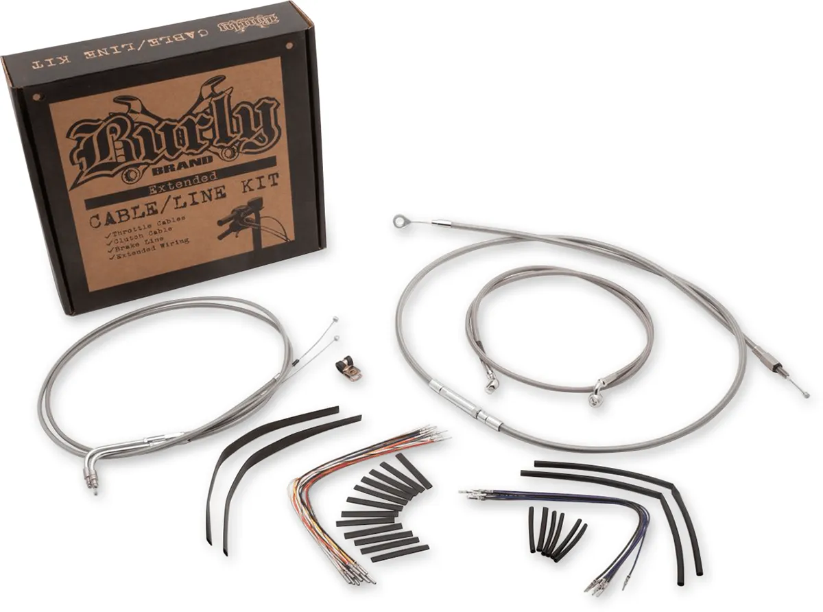 Burly Brand B30-1017 Extended Cable/Brake Line Kit for 18in. Ape Handlebars - Black Vinyl