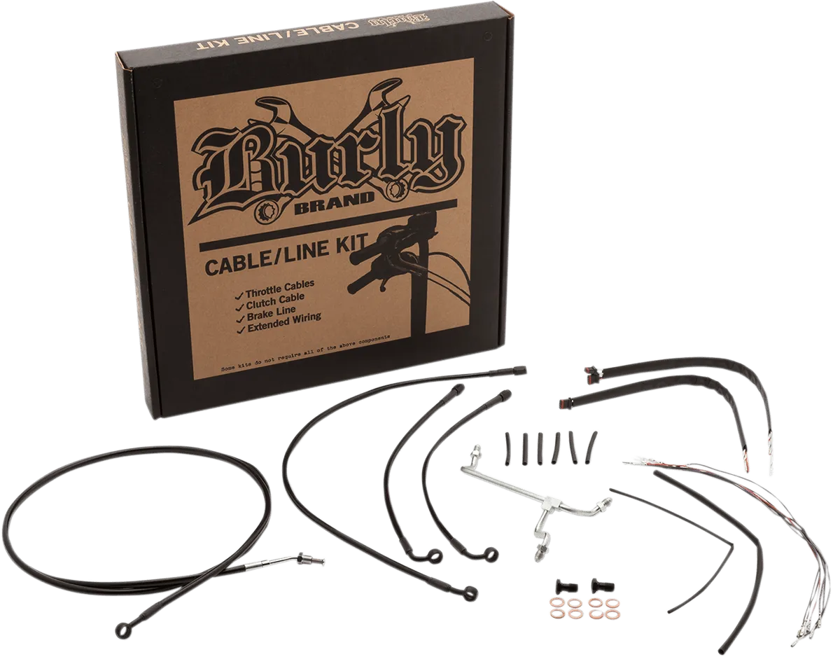 Burly Brand B30-1017 Extended Cable/Brake Line Kit for 18in. Ape Handlebars - Black Vinyl