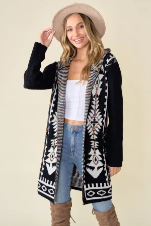 Butler Hooded Aztec Rainbow Cardigan
