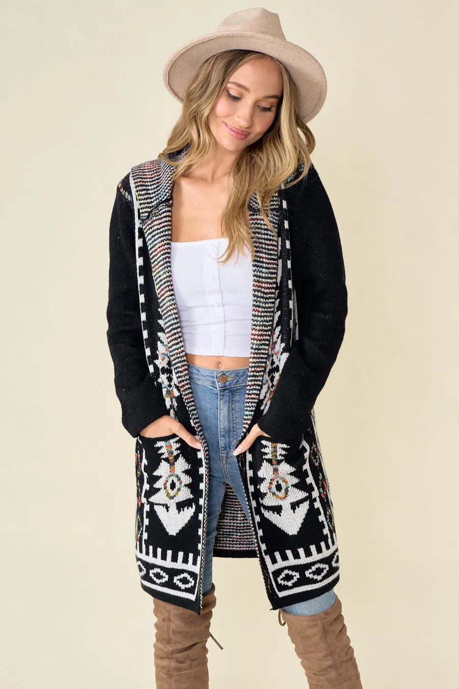 Butler Hooded Aztec Rainbow Cardigan