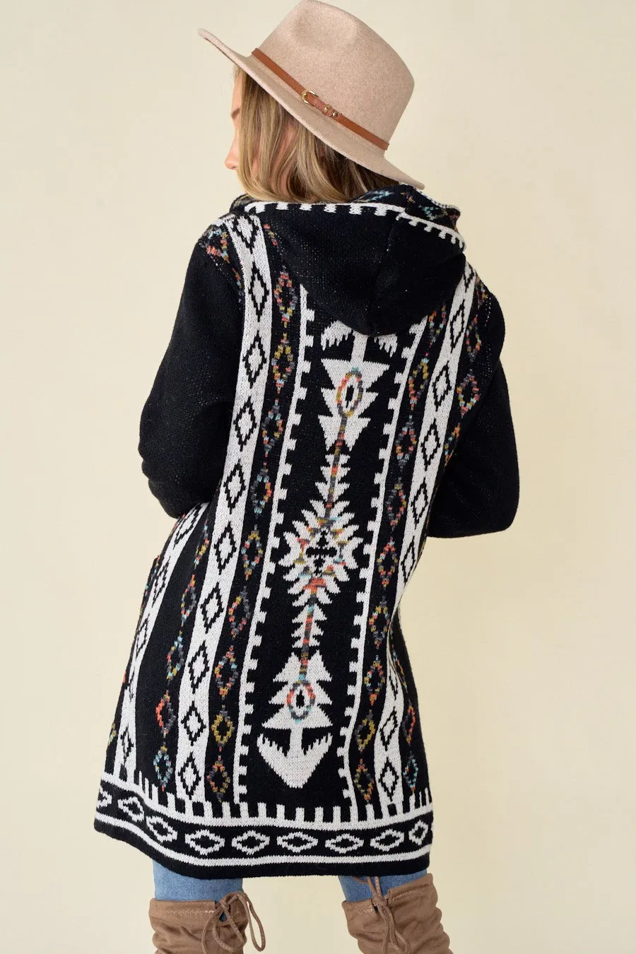 Butler Hooded Aztec Rainbow Cardigan