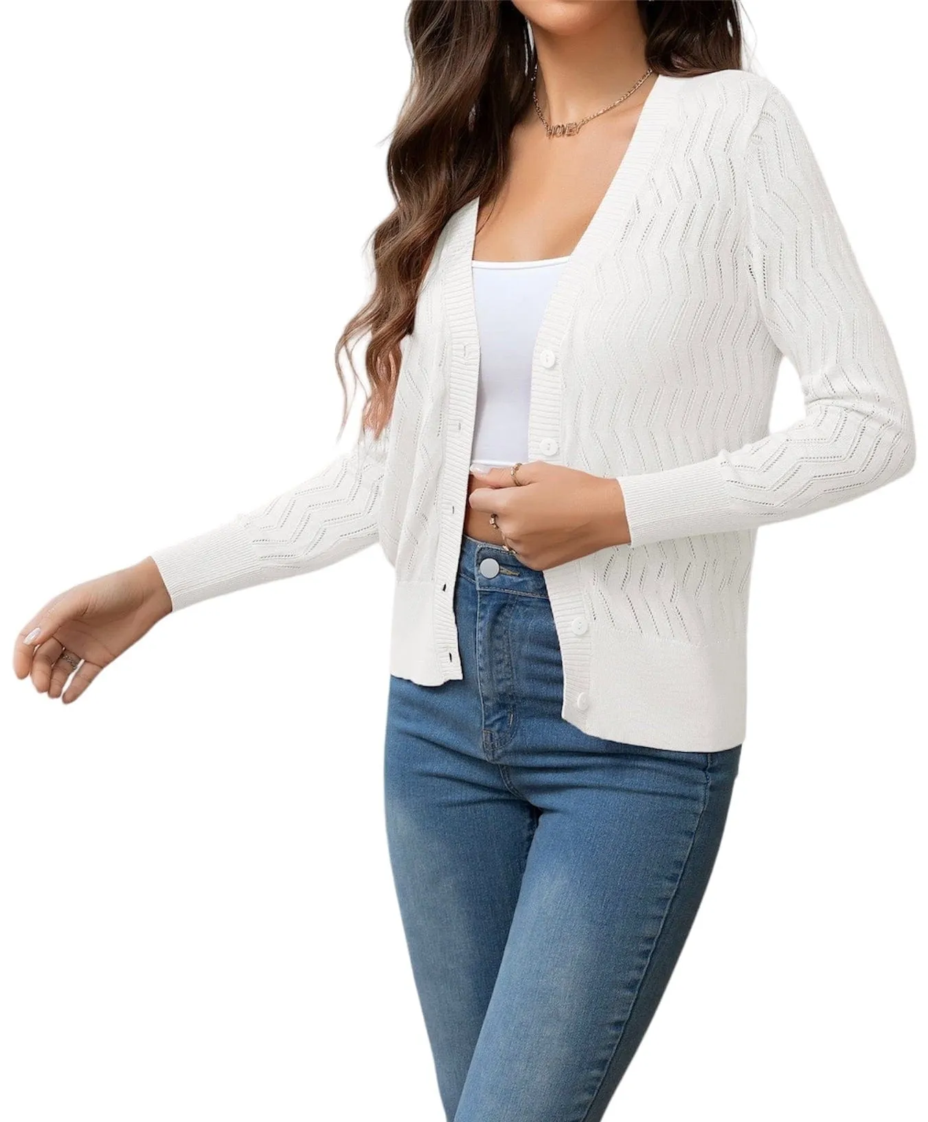 Buttoned Serenity V-Neck Knit Delight