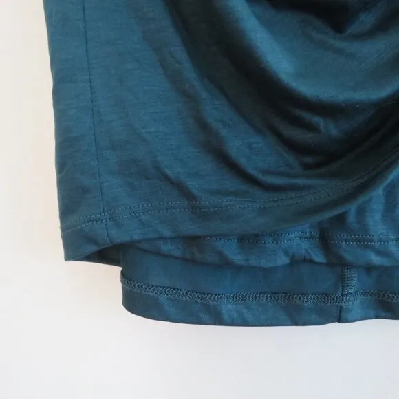 BY ANTHROPOLOGIE Ruched Knit Midi Skirt in Navy Teal Green Stretch - Size M
