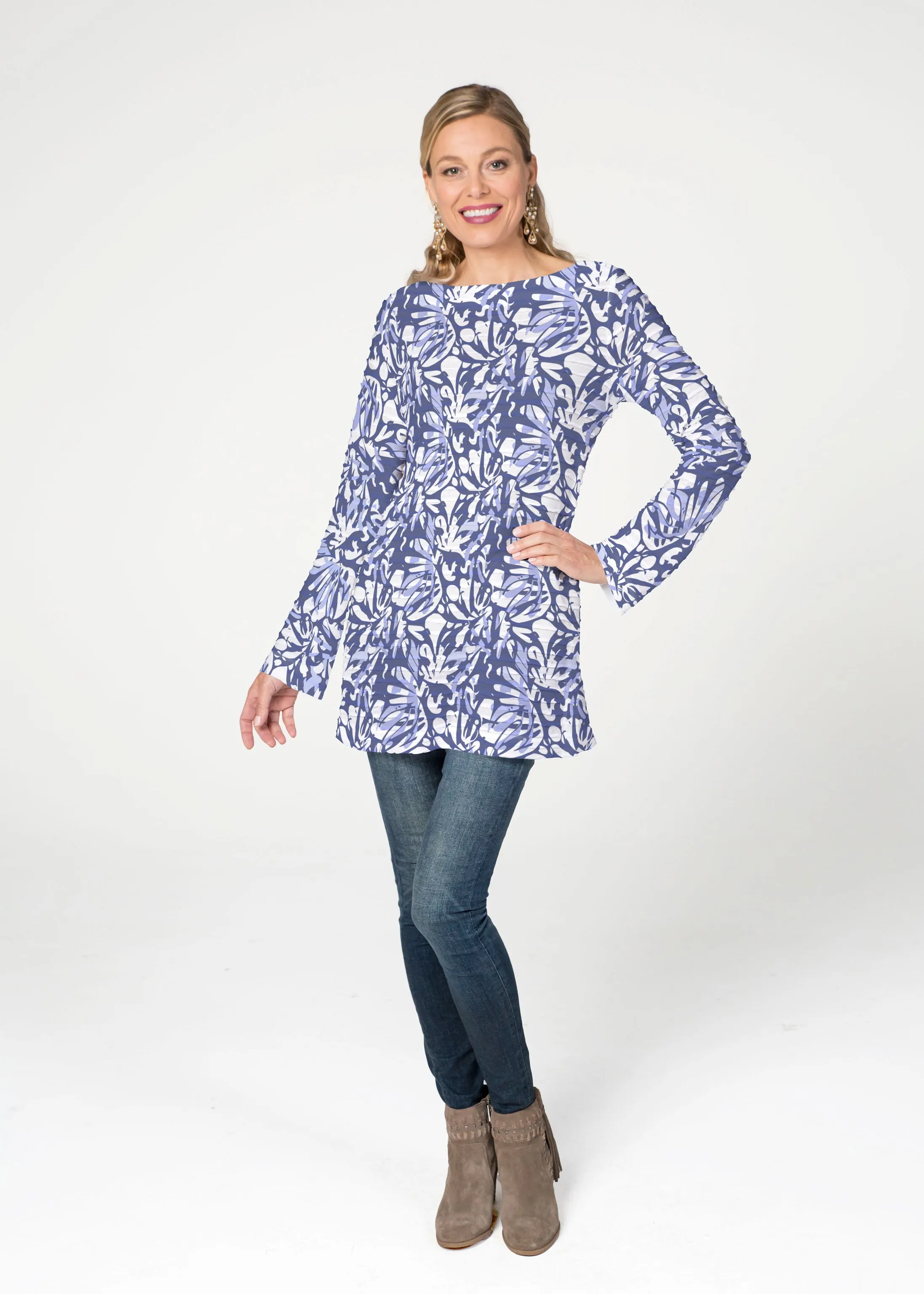 Camouflage Dots (7879) ~ Banded Boatneck Tunic