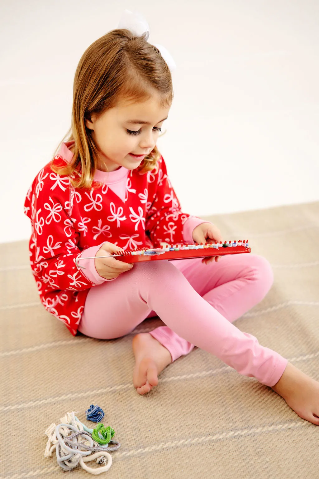 Cassidy Comfy Crewneck - Bustling Bows with Hamptons Hot Pink