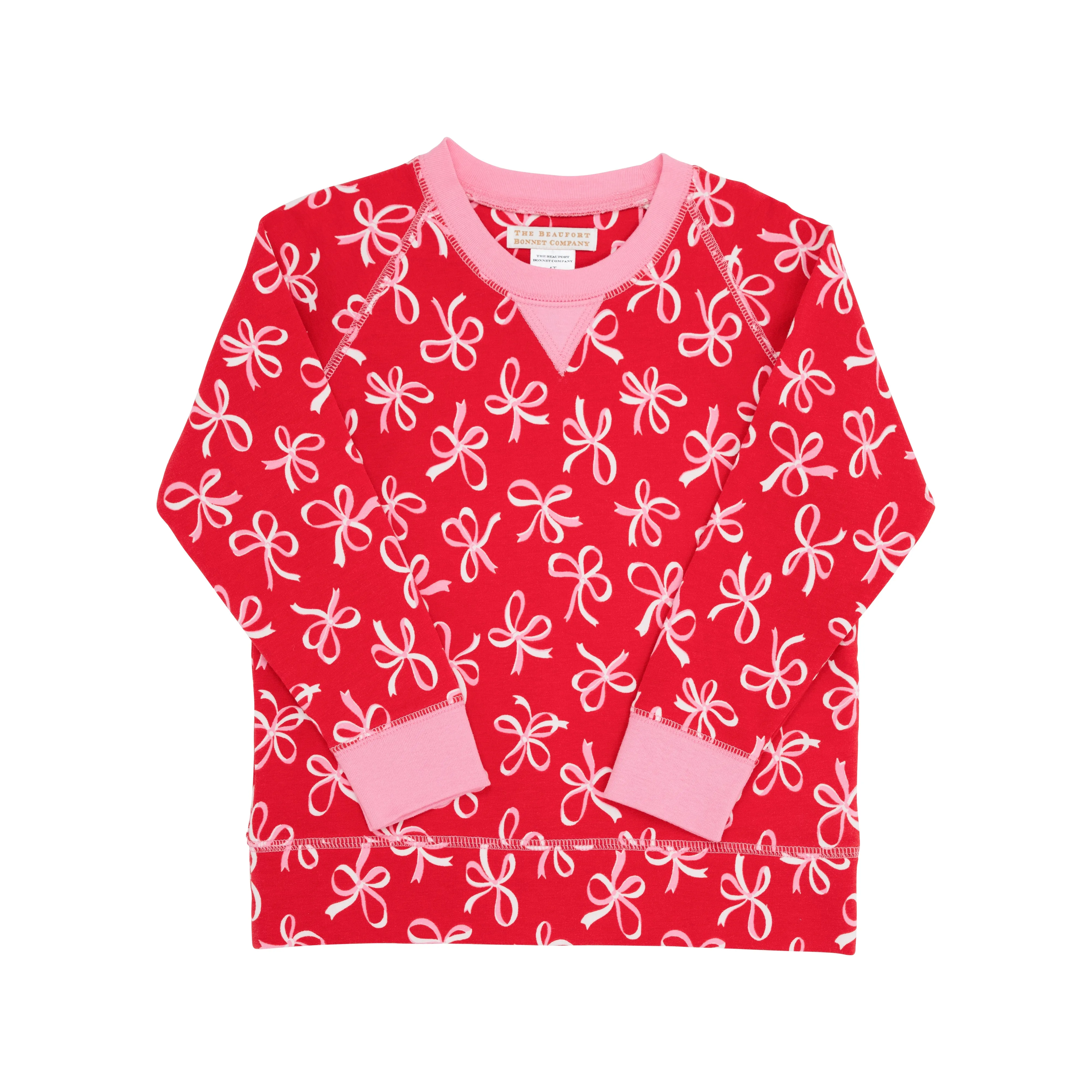 Cassidy Comfy Crewneck - Bustling Bows with Hamptons Hot Pink