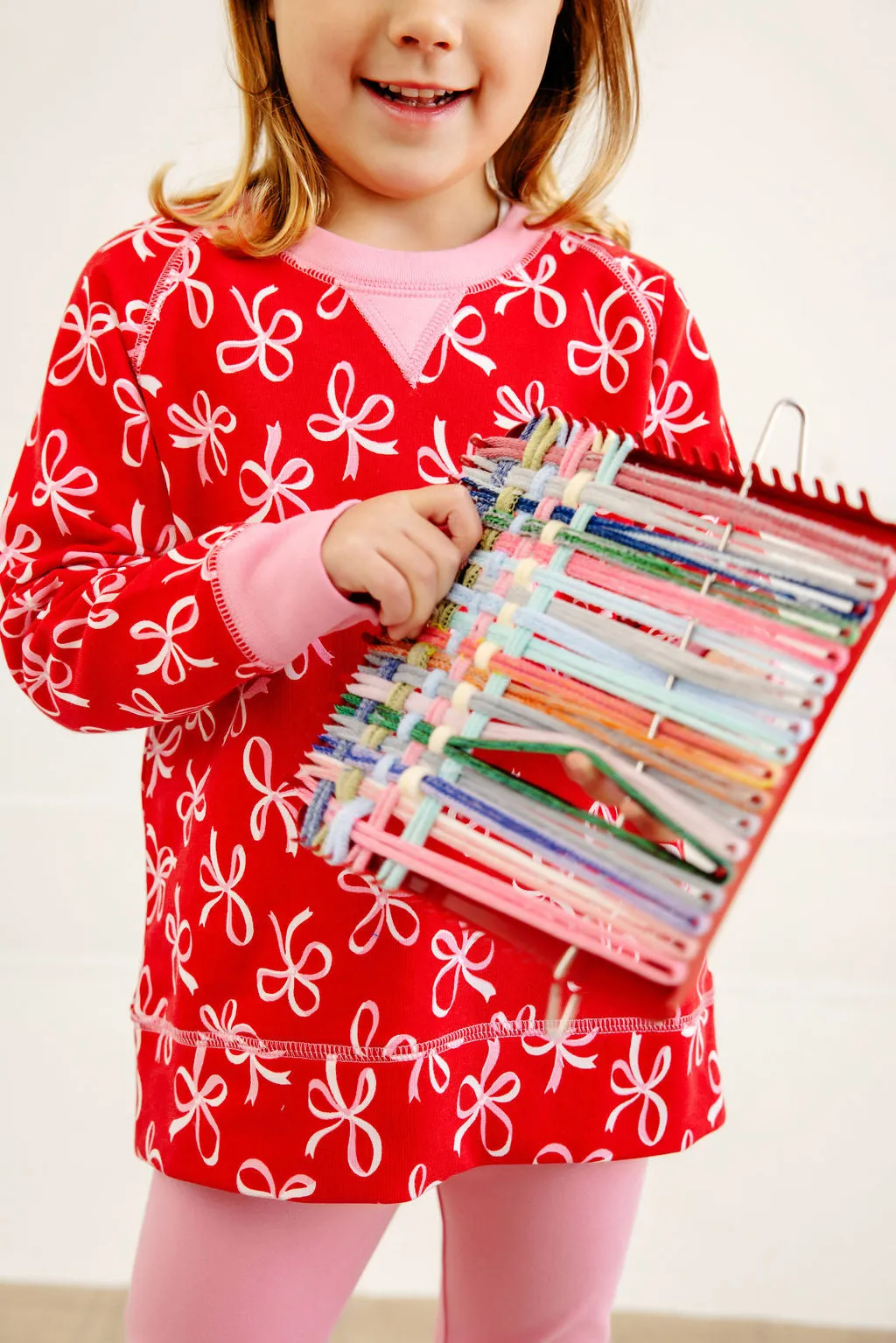 Cassidy Comfy Crewneck - Bustling Bows with Hamptons Hot Pink
