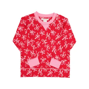 Cassidy Comfy Crewneck - Bustling Bows with Hamptons Hot Pink