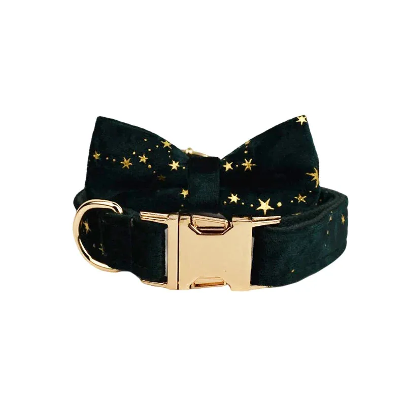 Celestial Elegance: Personalized Bow Collar, Leash