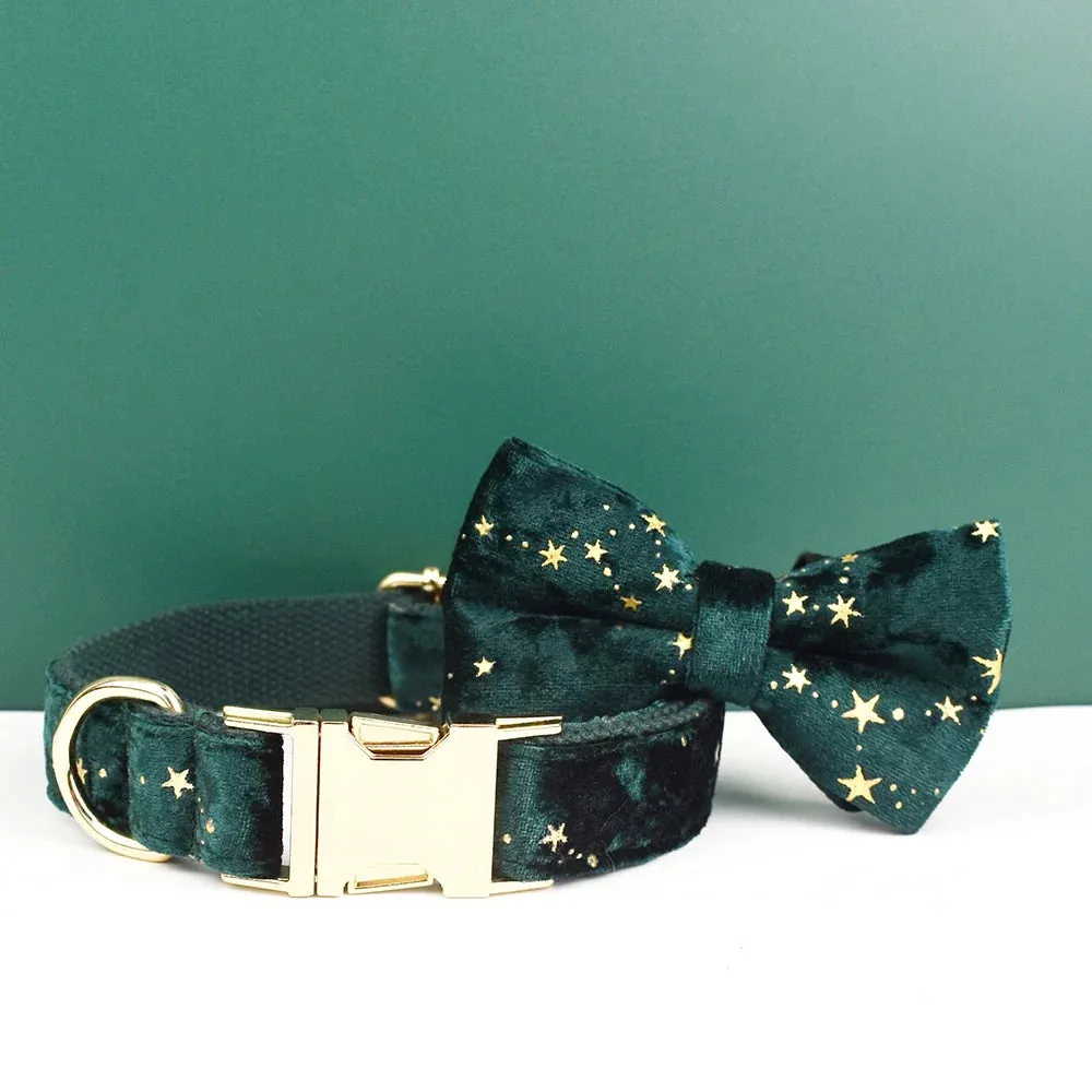 Celestial Elegance: Personalized Bow Collar, Leash