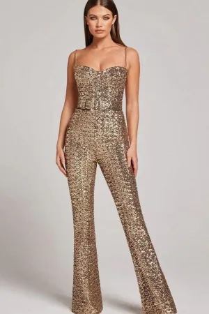 Chain Belt Sequin jumpsuit