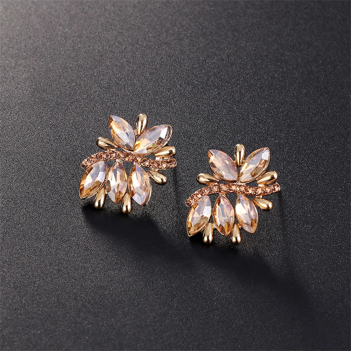 Champagne Crystal & Cubic Zirconia 18K Gold-Plated Botany Cluster Station Necklace Set