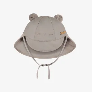 Chapeau cloche beige en twill lyocell avec oreilles, bébé || Beige cloche hat with ears in twill lyocell, baby