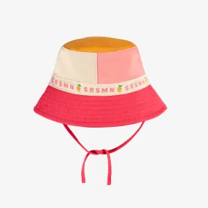 Chapeau de soleil rose et bleu en twill, bébé || Pink and blue sun hat in twill, baby