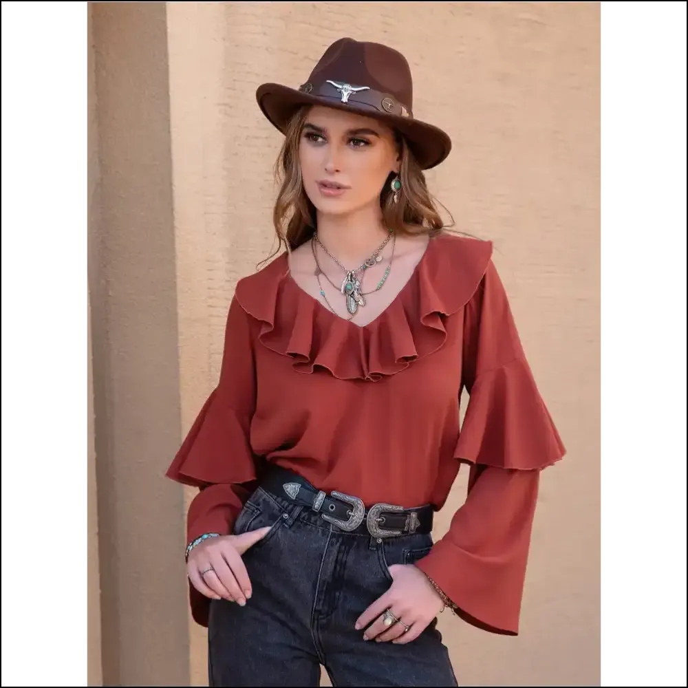 Chic Statement Collar Long Sleeve Blouse