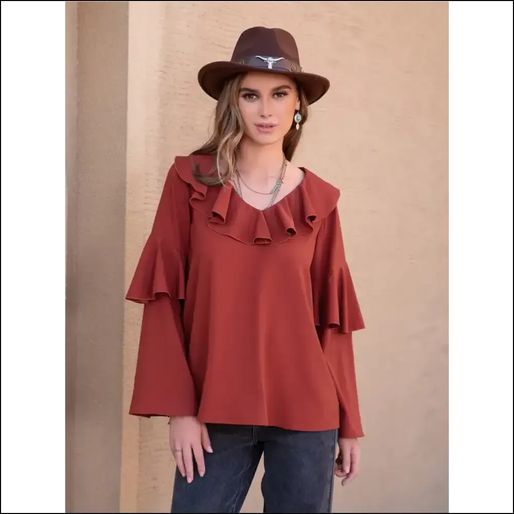 Chic Statement Collar Long Sleeve Blouse