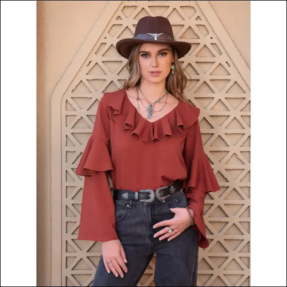Chic Statement Collar Long Sleeve Blouse