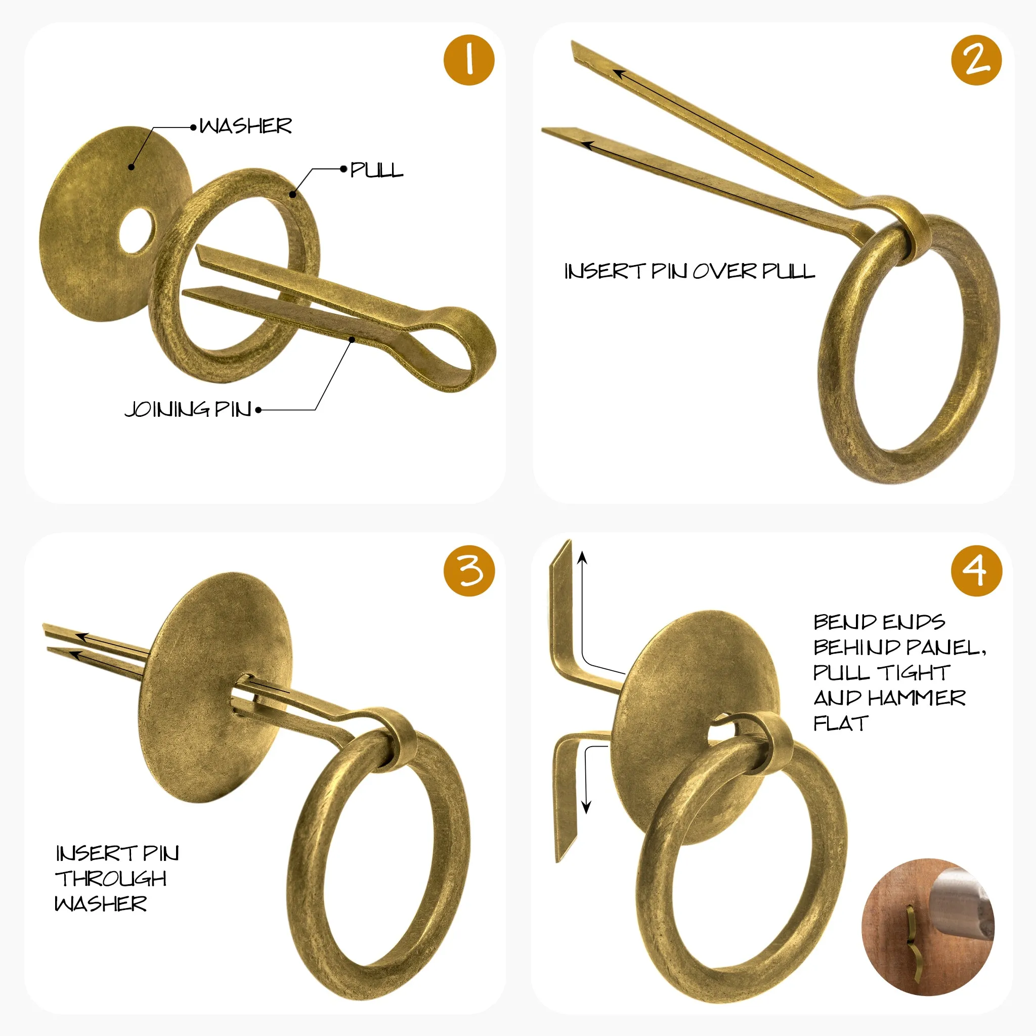 Chinese Medicine Cabinet Pulls 1.6" - Set of 2