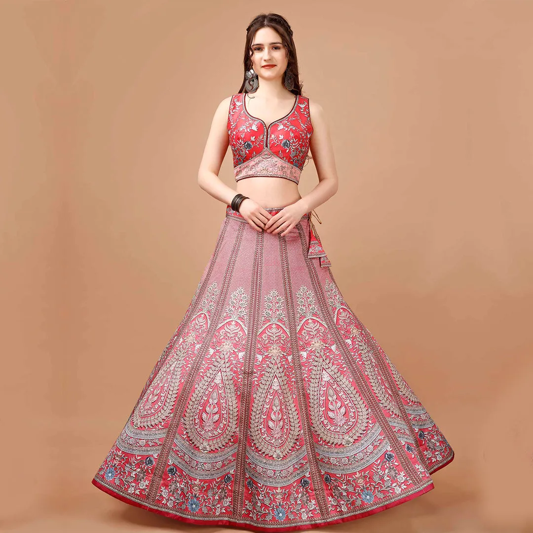 Classic Red Brocade Lehenga Set