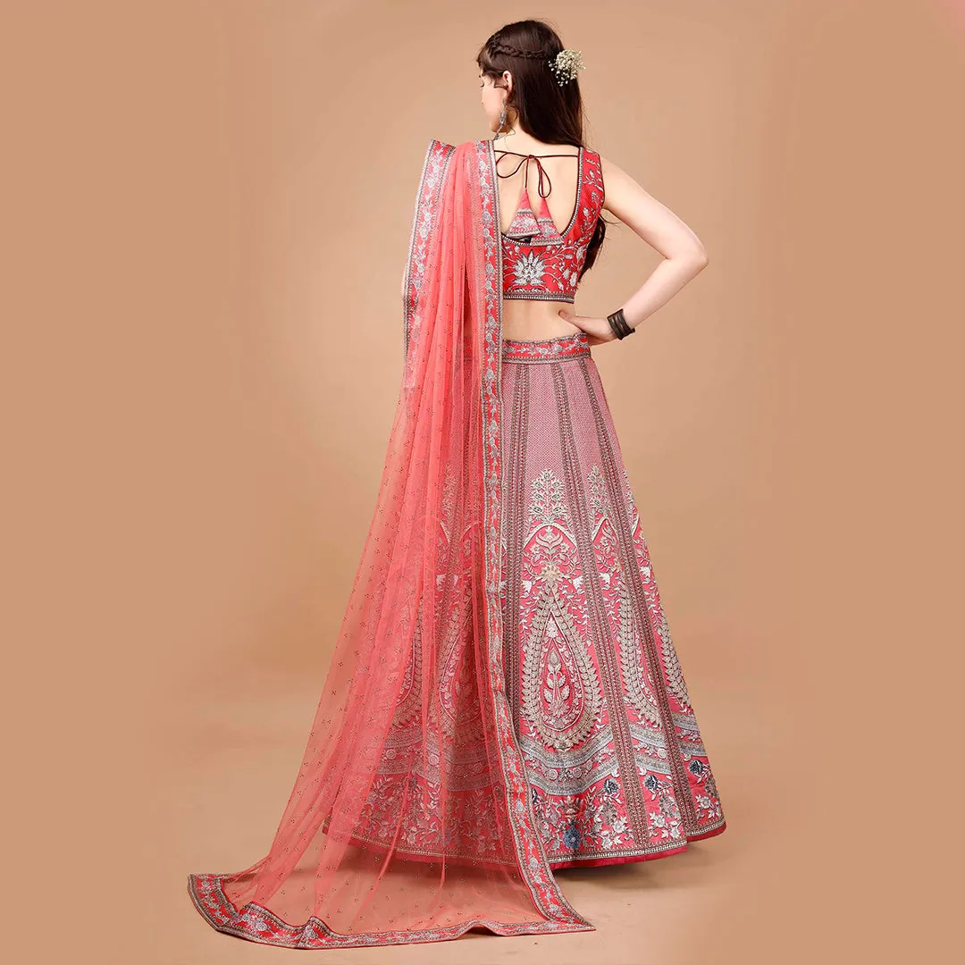Classic Red Brocade Lehenga Set