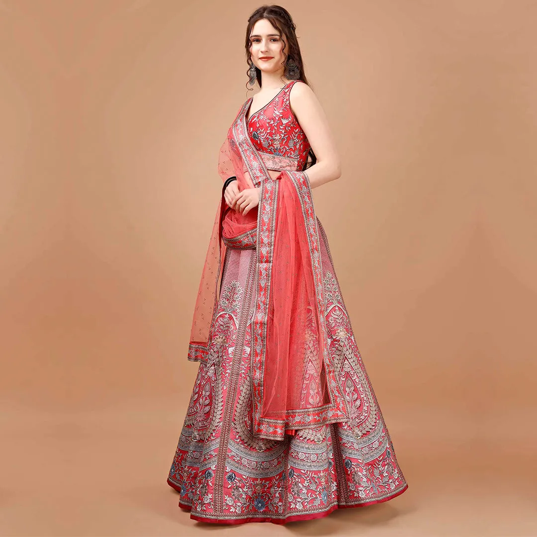 Classic Red Brocade Lehenga Set