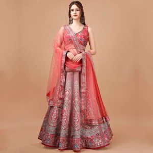 Classic Red Brocade Lehenga Set