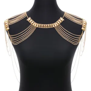Classic Style Jewelry Statement Necklace Body Chain Shoulder Chain Fashion Alloy Multilayer Tssel Necklace For Women