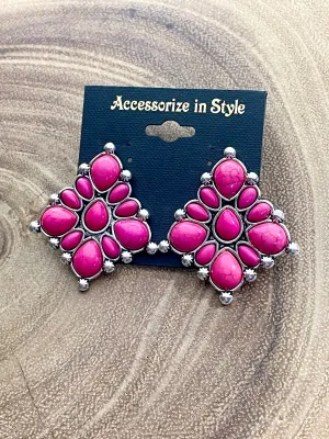 Coastal Hot Pink Statement Earrings - 1.5"