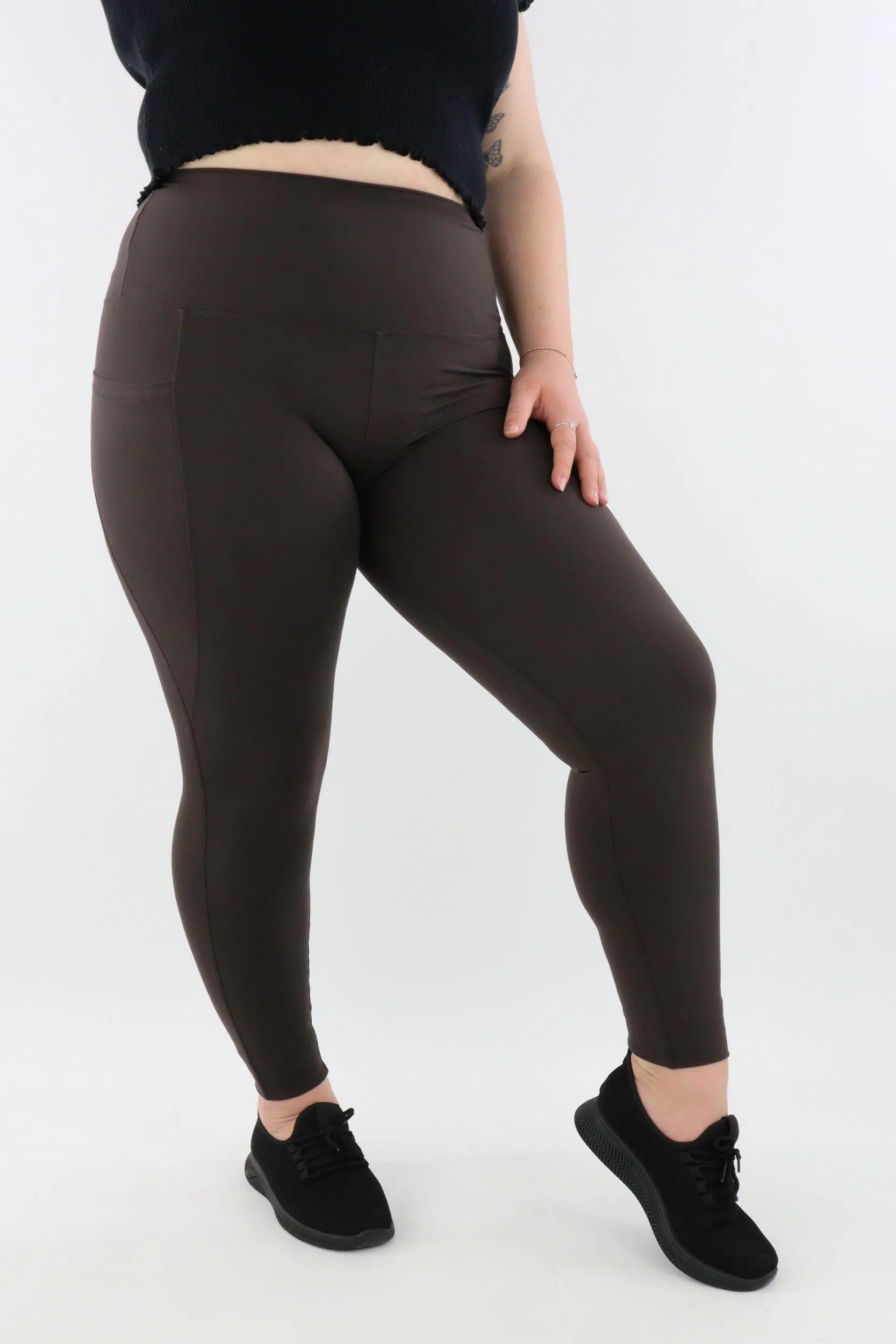 Coffee - Hybrid 2.0 - Leg Pockets - Full Leggings