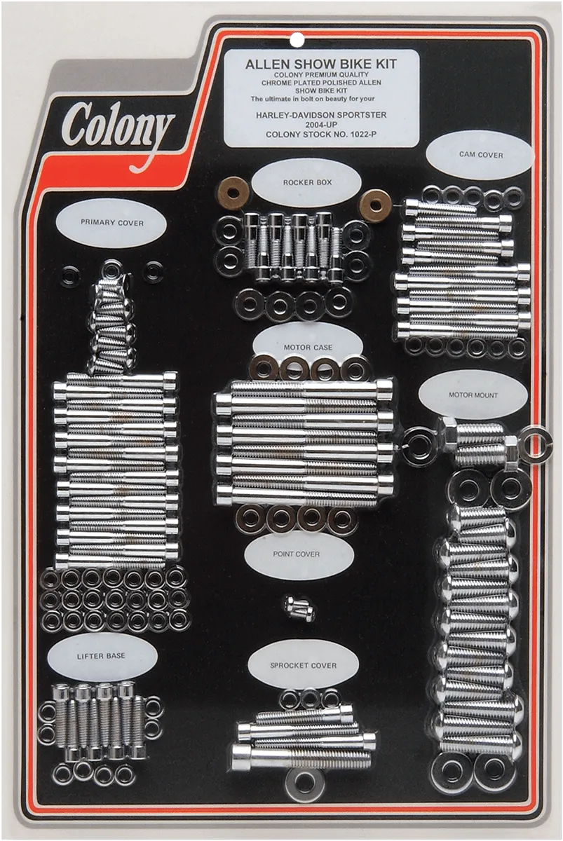 Colony 9854-28 Upper and Lower Motor Mount Chrome Hex Head Bolt Kit