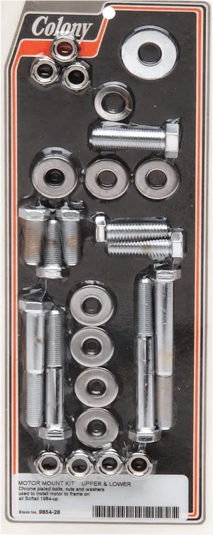 Colony 9854-28 Upper and Lower Motor Mount Chrome Hex Head Bolt Kit