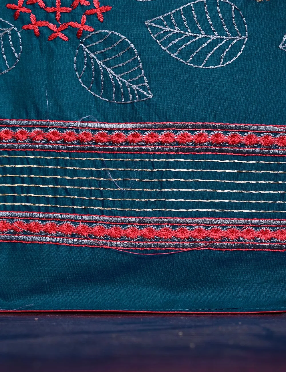 Cotton Embroidered Stitched Kurti - Foliole (TS-033A-Turquoise)