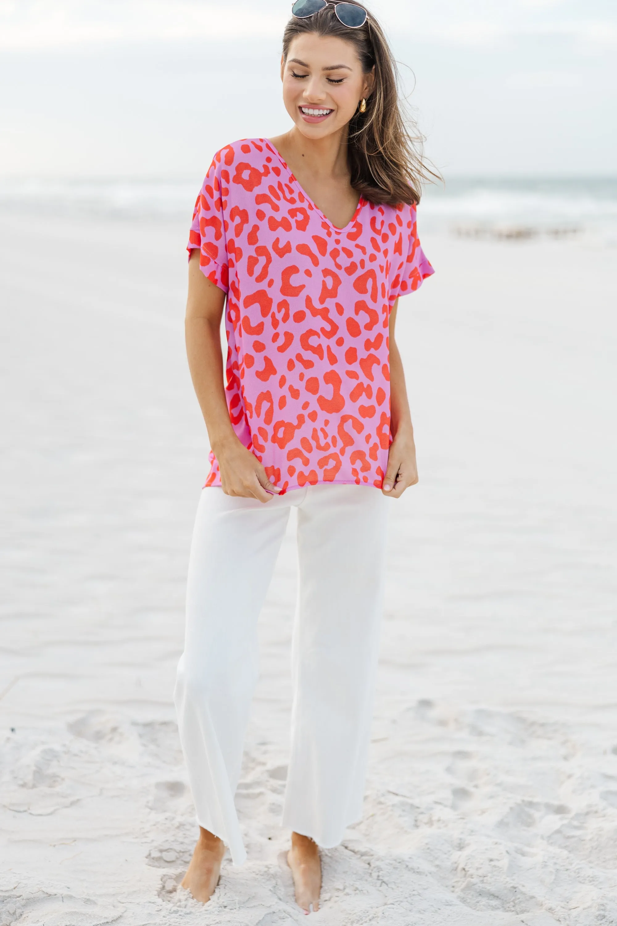 Couldn't Be Happier Pink Leopard Top