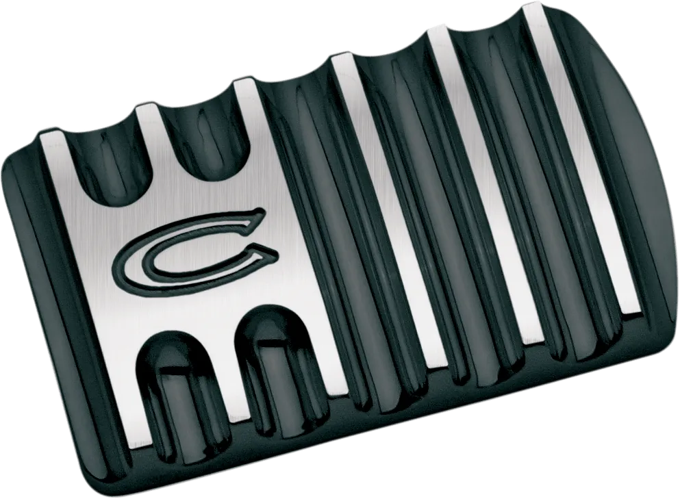 Covingtons C1042-B Finned Brake Pedal Pad - Gloss Black Powdercoat