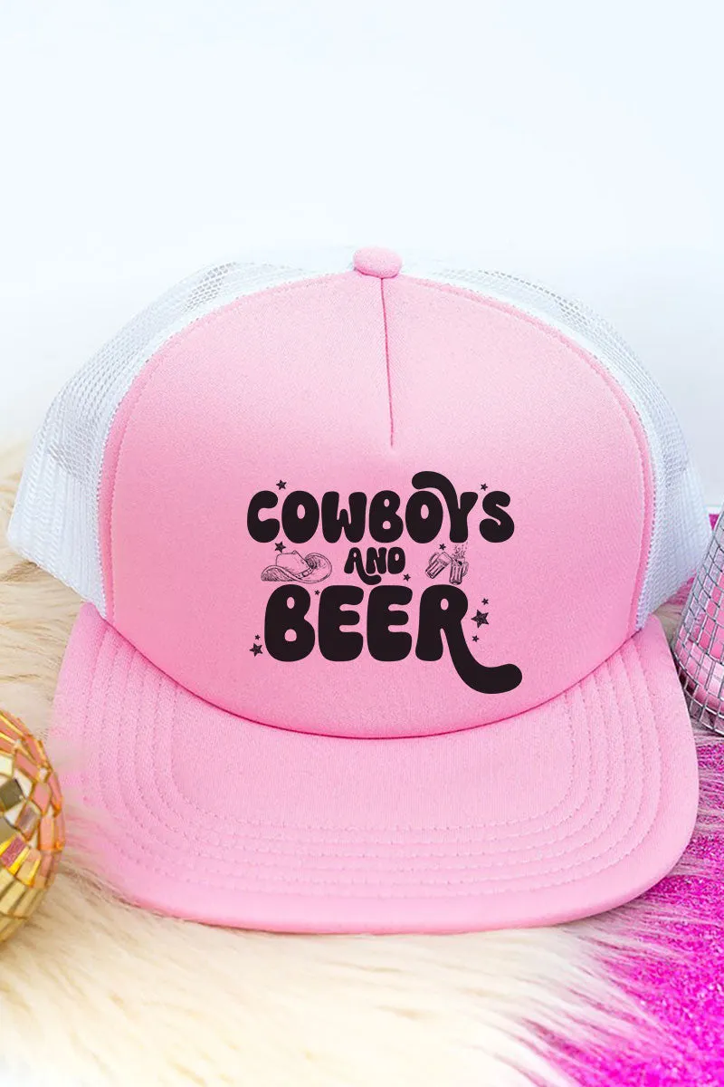 Cowboys And Beer Foam Front Mesh Trucker Cap