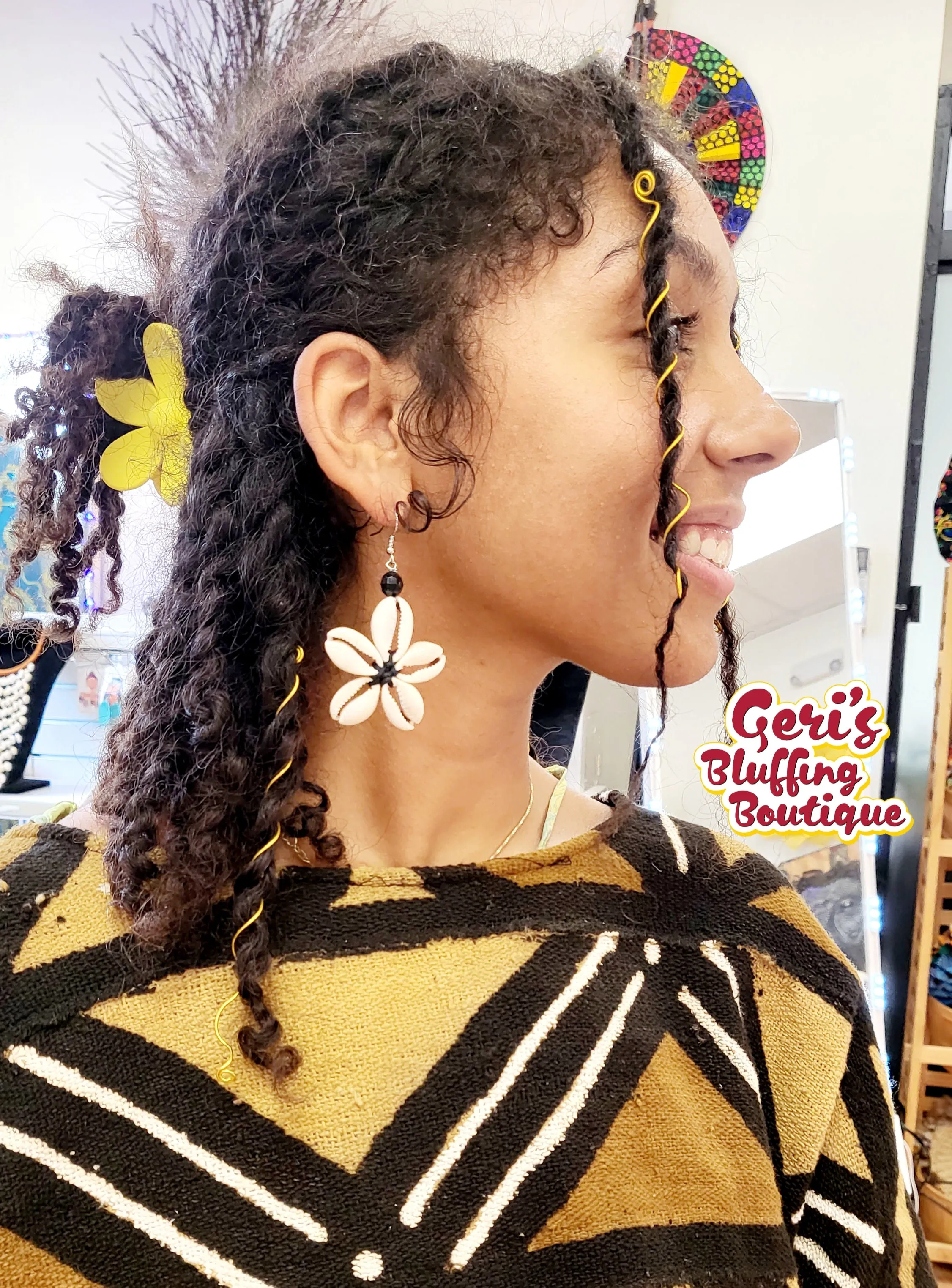Cowrie Shell | Ivory Bone Earring | Geri's Bluffing Boutique