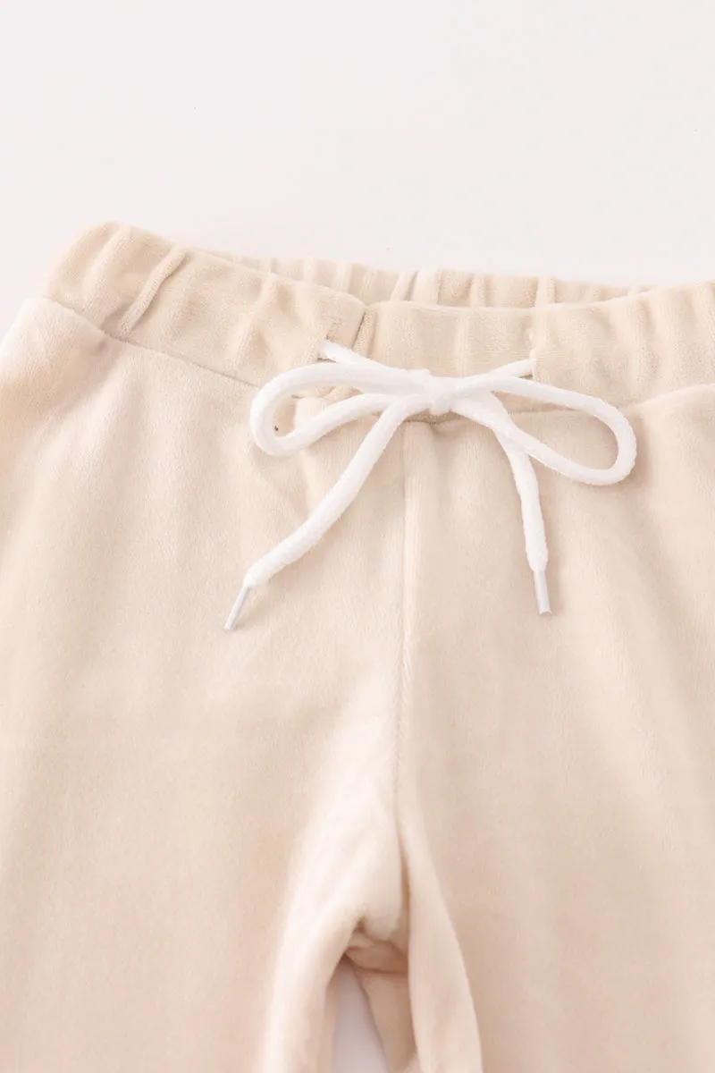 Cream Velvet Boy Hoodie Set
